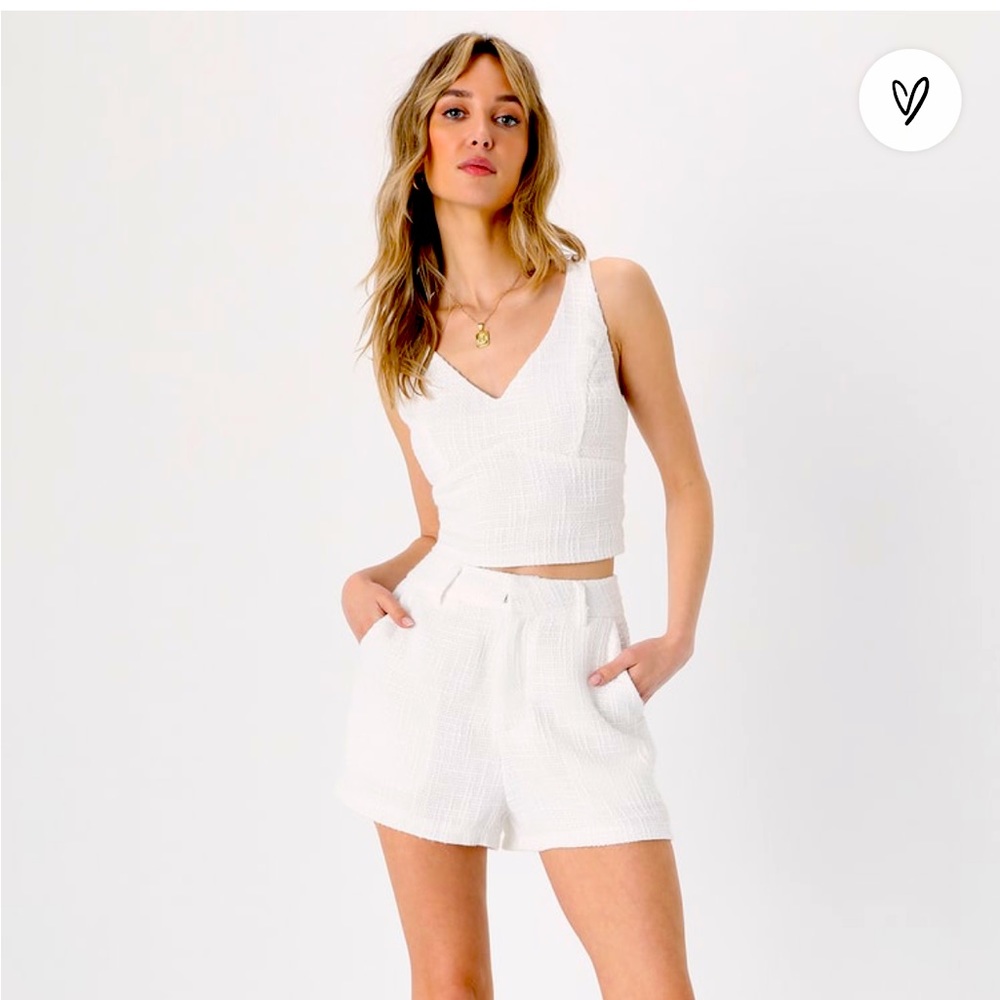❌SOLD❌ Lulus Sunny Sophistication Ivory Tweed Shorts Small